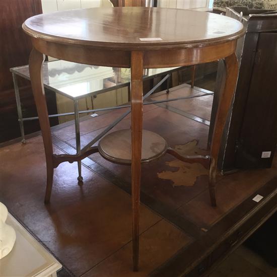 Edwardian circular 2 tier crossbanded table